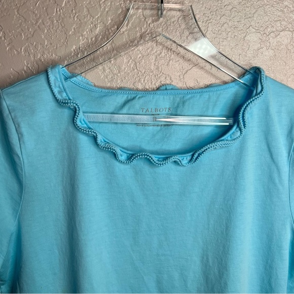Talbots Blue Scalloped Prima Cotten Top - Picture 6 of 7
